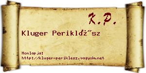 Kluger Periklész névjegykártya